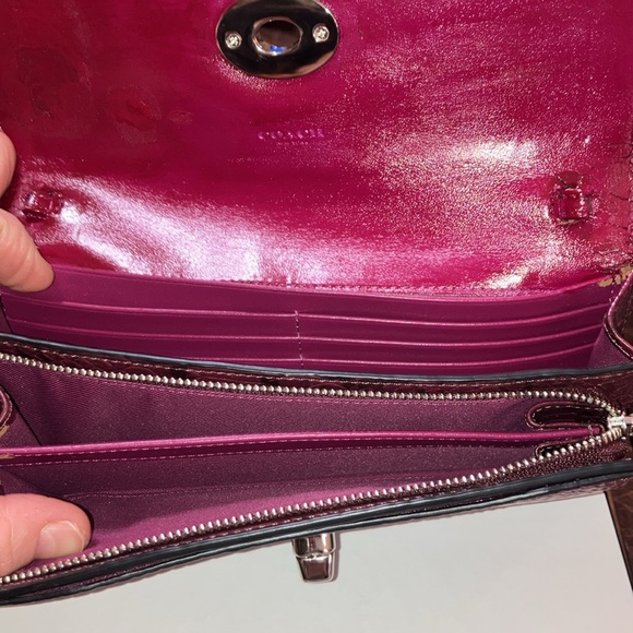 Coach Burgundy leather Snake Print wallet with turnlock closure silver h… - Picture 5 of 12